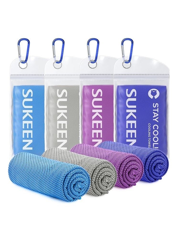 سوكين [طقم 4 قطع] مناشف تبريد 40"x12" – مناشف ميكروفايبر ناعمة وقابلة للتنفس لليوغا، الجري، النادي، التمارين، اللياقة والتخييم - Image 1