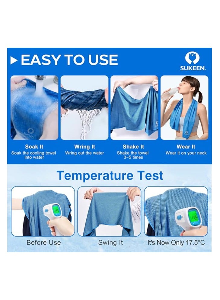سوكين [طقم 4 قطع] مناشف تبريد 40"x12" – مناشف ميكروفايبر ناعمة وقابلة للتنفس لليوغا، الجري، النادي، التمارين، اللياقة والتخييم - Image 3