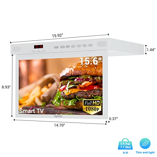 SYLVOX Kitchen TV,15.6 inch Under Cabinet TV, Televison for Kitchen, Smart TV Built-in APP Store, Support WiFi Bluetooth, 1080P Small TV for RV Camper, Bedroom, Boat - Image 2