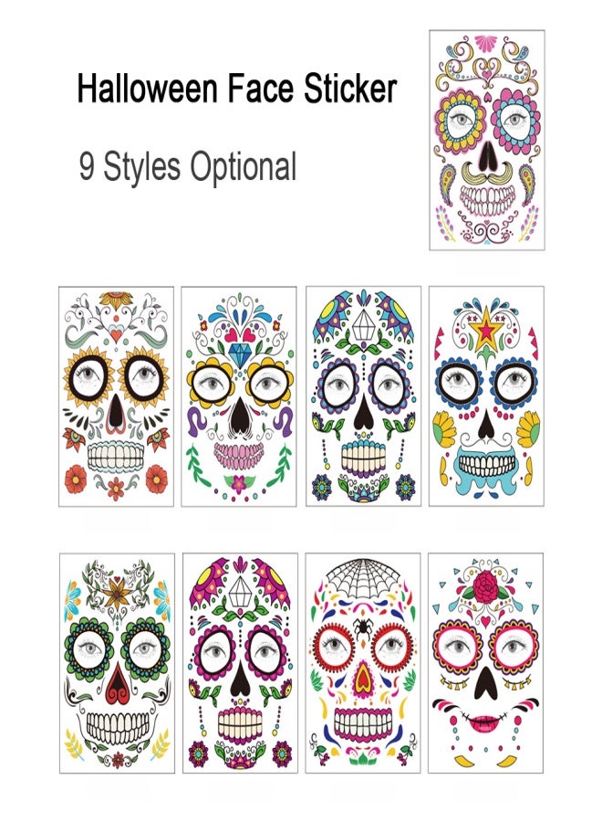 ملصقات وشم مؤقتة بنمط زهور مرعبة للهالوين، ملصقات للعيون والوجه، مكياج مسرحي - Image 5