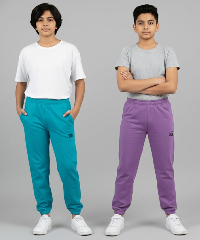 KYDA KIDS® بنطلون تتبع للجنسين 100% قطن بقصة عادية (عبوة من 2) - Image 2