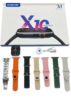 WISME smart watch with 7 straps, Elegant Design, full screen, music, alarm, Fitness Tracker, Bluetooth Calls, Wireless Charging, weather positionong, sport, Touch Screen compatible with IOS & android for men and women  - Image 2