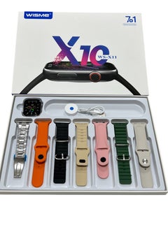 WISME smart watch with 7 straps, Elegant Design, full screen, music, alarm, Fitness Tracker, Bluetooth Calls, Wireless Charging, weather positionong, sport, Touch Screen compatible with IOS & android for men and women  - Image 5