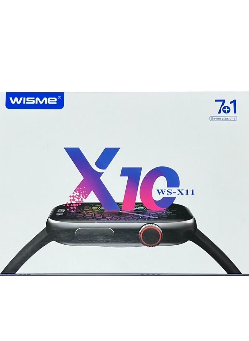 WISME - smart watch with 7 straps, Elegant Design, full screen, music, alarm, Fitness Tracker, Bluetooth Calls, Wireless Charging, weather positionong, sport, Touch Screen compatible with IOS & android for men and women - Image 1