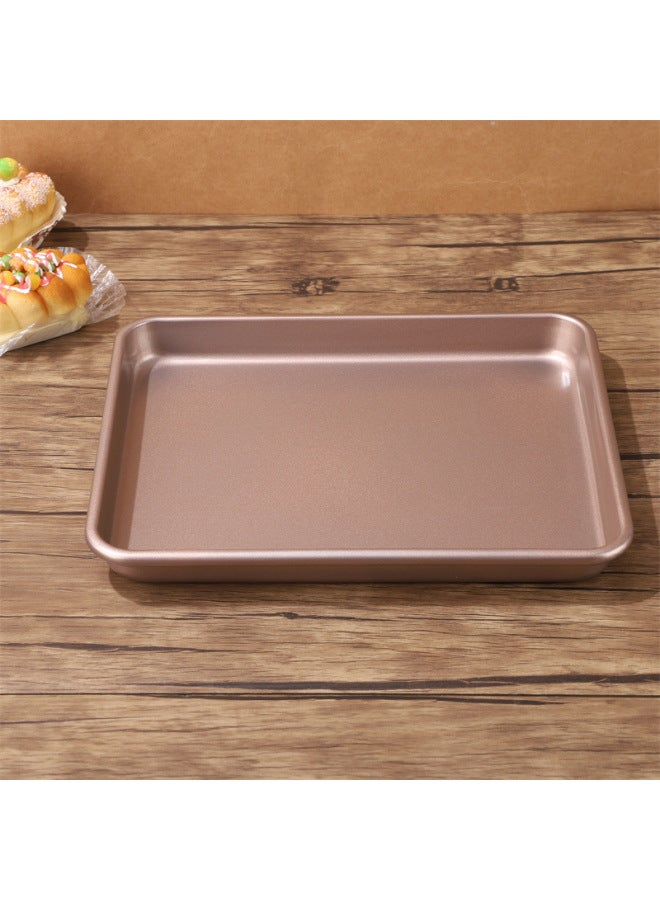 Oven Rectangular Baking Tray Commercial Carbon Steel Baking Cake Baking Tray Household Healthy Pizza Baking Tray Wholesale-Specifications:32cm Rectangular Shallow Plate (32*27*2.5cm)-Color:Gold Non-stick Coating - Image 1