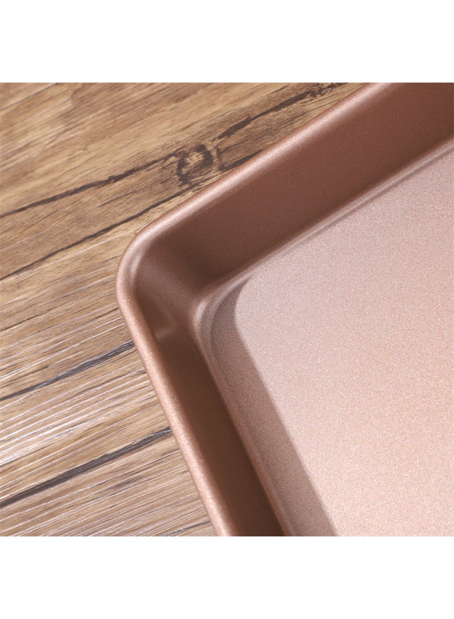 Oven Rectangular Baking Tray Commercial Carbon Steel Baking Cake Baking Tray Household Healthy Pizza Baking Tray Wholesale-Specifications:32cm Rectangular Shallow Plate (32*27*2.5cm)-Color:Gold Non-stick Coating - Image 4
