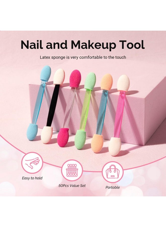 MelodySusie - MelodySusie 50Pcs Chrome Nail Powder Brushes, Disposable Dual Sides Eye Shadow Sponge Applicator Eyeshadow Brushes Makeup Brush,Metallic Mirror Effect Brush Pearl Glitter Pen Brush - Image 1