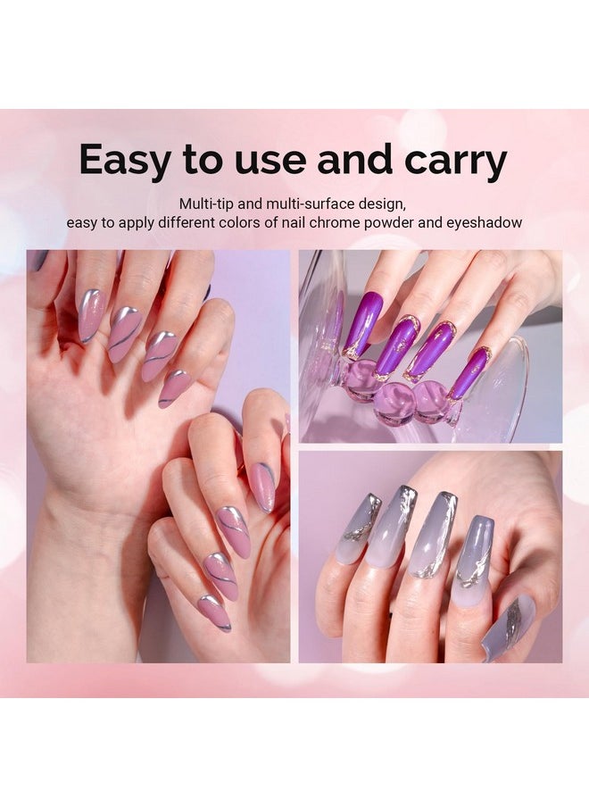 MelodySusie - MelodySusie 50Pcs Chrome Nail Powder Brushes, Disposable Dual Sides Eye Shadow Sponge Applicator Eyeshadow Brushes Makeup Brush,Metallic Mirror Effect Brush Pearl Glitter Pen Brush - Image 1