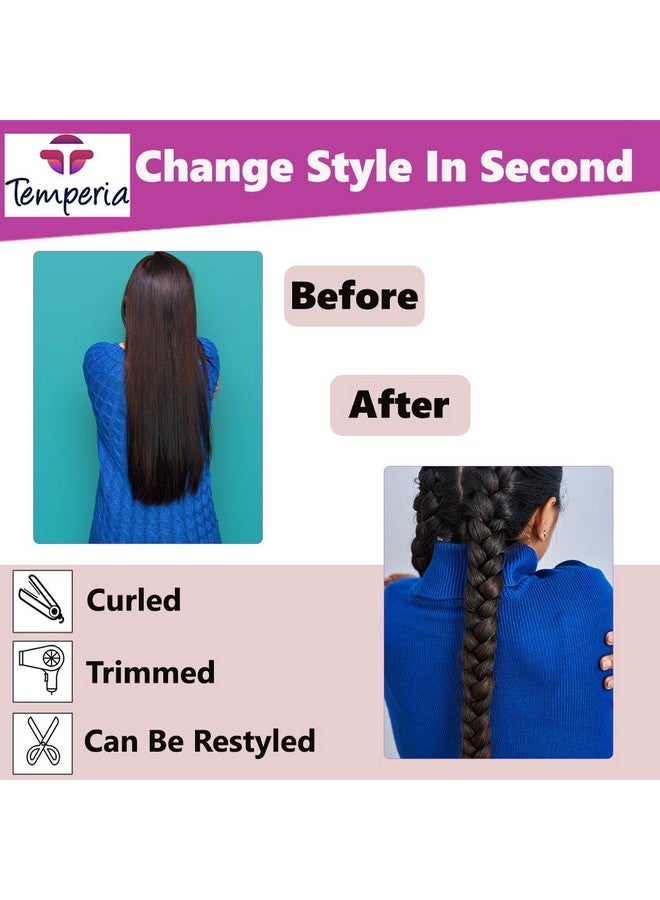 Temperia Artificial Fake Long Extensions Hair For Women & Girls - Savaram Gangawan Cataram Sadaraa Paranda Choti False Nakli Hair Wig - Extra Hair Braid Attachment For Ladies - Natural Brown (1Pcs) - Image 5