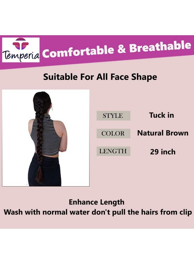 Temperia Artificial Fake Long Extensions Hair For Women & Girls - Savaram Gangawan Cataram Sadaraa Paranda Choti False Nakli Hair Wig - Extra Hair Braid Attachment For Ladies - Natural Brown (1Pcs) - Image 4