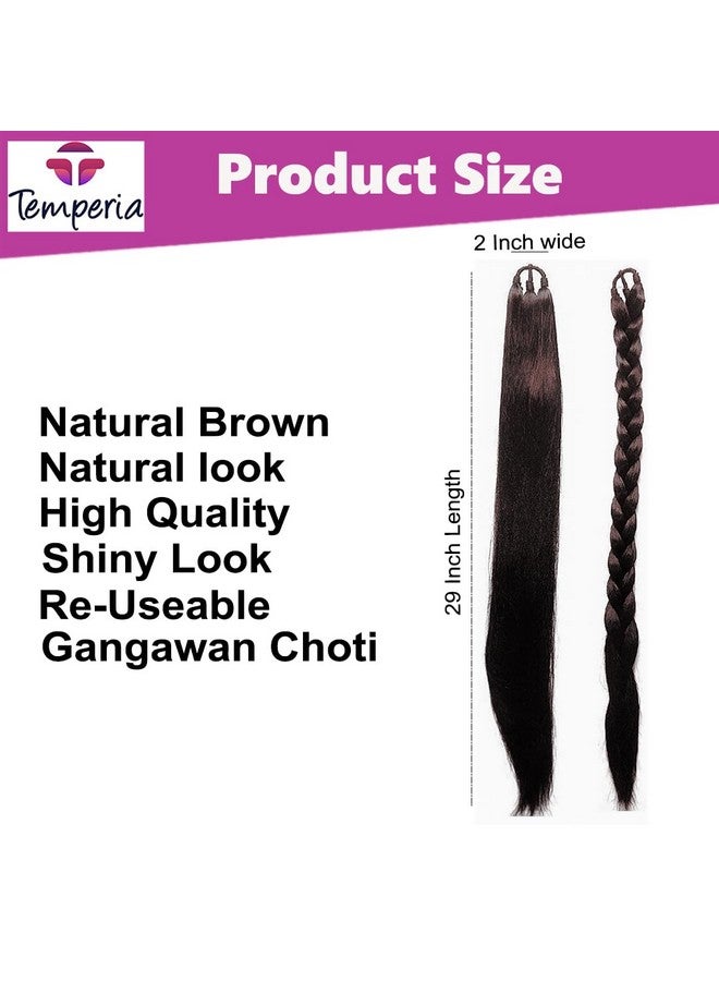 Temperia Artificial Fake Long Extensions Hair For Women & Girls - Savaram Gangawan Cataram Sadaraa Paranda Choti False Nakli Hair Wig - Extra Hair Braid Attachment For Ladies - Natural Brown (1Pcs) - Image 3