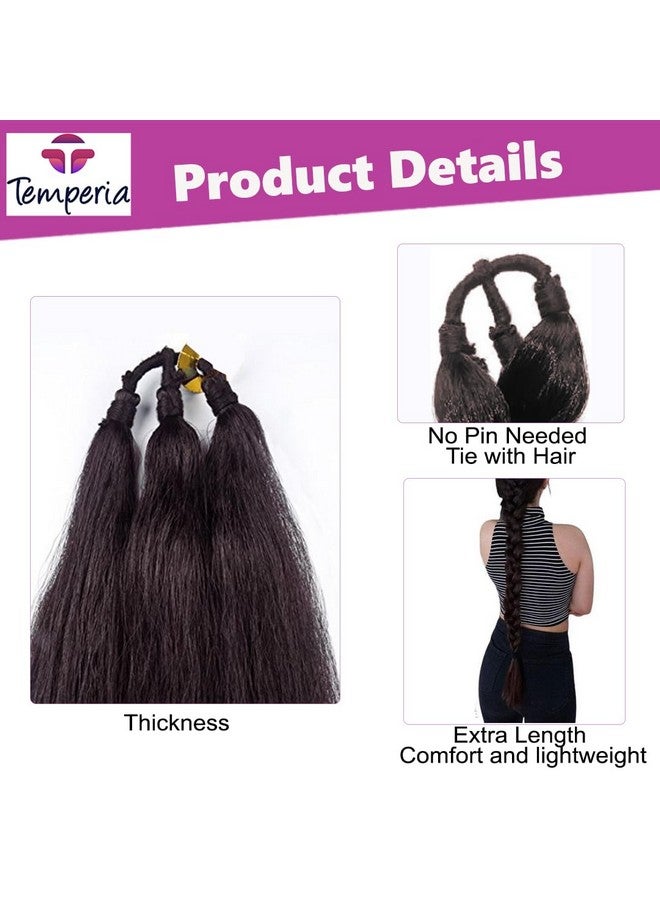 Temperia Artificial Fake Long Extensions Hair For Women & Girls - Savaram Gangawan Cataram Sadaraa Paranda Choti False Nakli Hair Wig - Extra Hair Braid Attachment For Ladies - Natural Brown (1Pcs) - Image 2