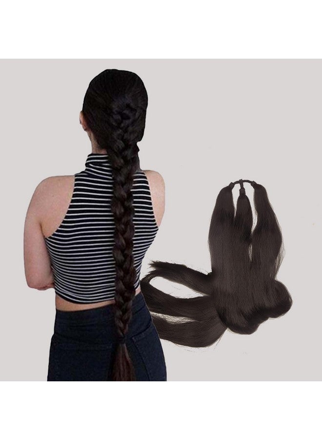 Temperia Artificial Fake Long Extensions Hair For Women & Girls - Savaram Gangawan Cataram Sadaraa Paranda Choti False Nakli Hair Wig - Extra Hair Braid Attachment For Ladies - Natural Brown (1Pcs) - Image 1