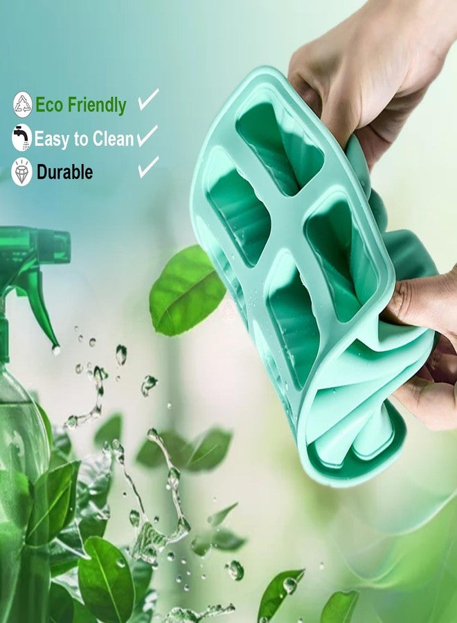BRENSTEN Silicone Popsicle Molds 10 Pcs Ice Pop Maker Molds with 10 Reusable Sticks, Cleaning Brush and Funnel - Homemade Easy-Release Reusable Popsicle Moulds Shapes (Green) - Image 5