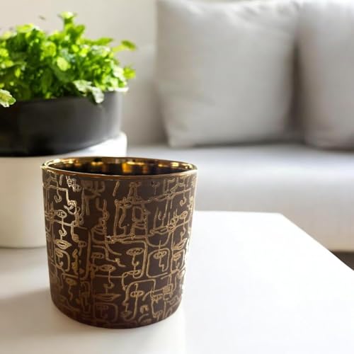 Fox & Fern Premium Ceramic Planter with Drainage-Hole for Vibrant Garden | Enhance The Ambiance of Your Home, Office or Garden (Dia. 5") (GA134B-014-GS) - Image 2