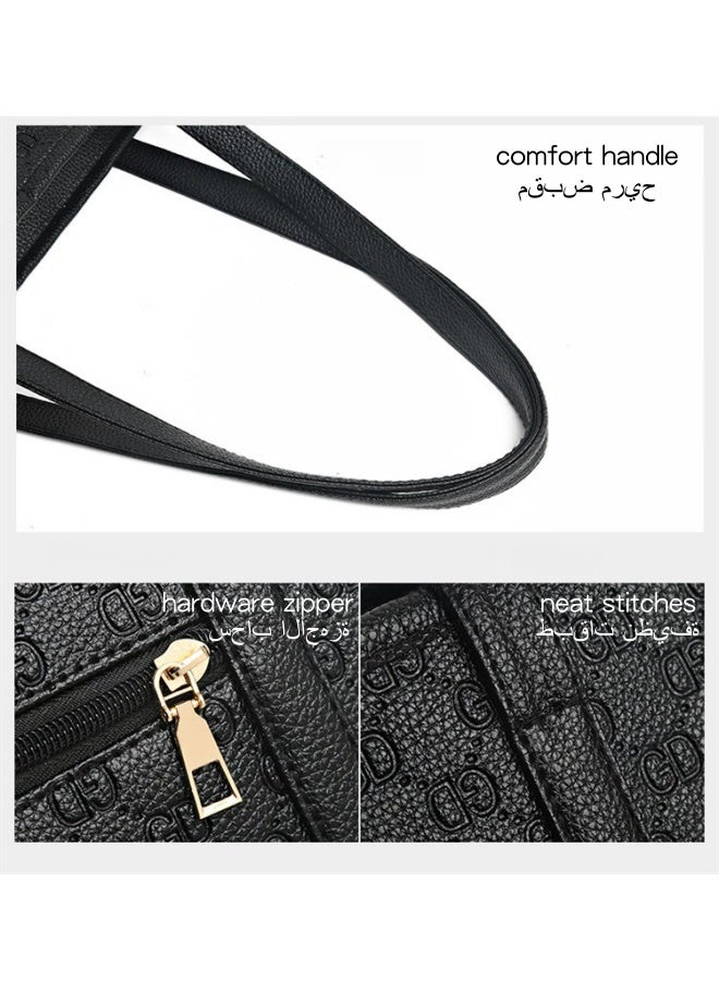 SHABILI Women's Large Capacity Shopping Bag, Ladies PU Leather Handbag Tote Bags Clutch Bag, Daily Commuting Shoulder Bag Side Bag Carry Bag Satchel Bags College Bag for Girls and College Students - Image 2