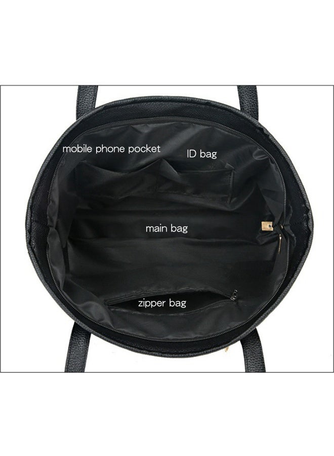 SHABILI Women's Large Capacity Shopping Bag, Ladies PU Leather Handbag Tote Bags Clutch Bag, Daily Commuting Shoulder Bag Side Bag Carry Bag Satchel Bags College Bag for Girls and College Students - Image 3