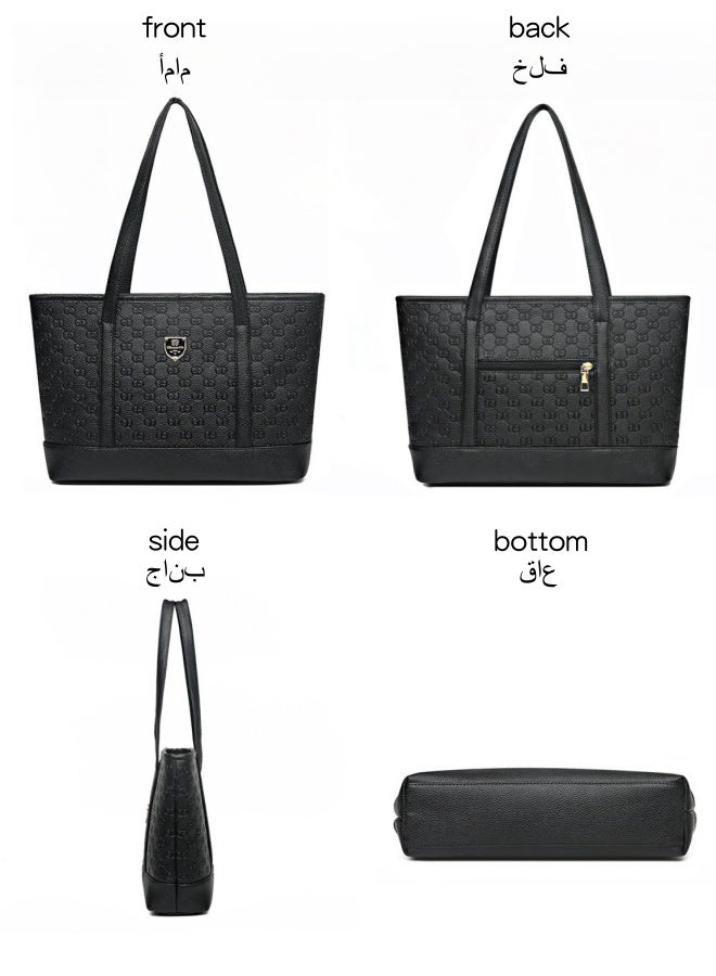 SHABILI Women's Large Capacity Shopping Bag, Ladies PU Leather Handbag Tote Bags Clutch Bag, Daily Commuting Shoulder Bag Side Bag Carry Bag Satchel Bags College Bag for Girls and College Students - Image 5