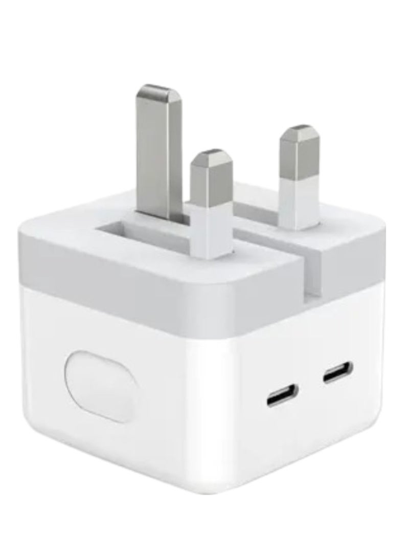 50W iPhone 14 Fast Charger Dual USB Type C Charger Plug, PD3.0 Power Adapter for iPhone 12/13/14/11 Pro Max, Pad Pro/Air, Galaxy etc White - Image 3