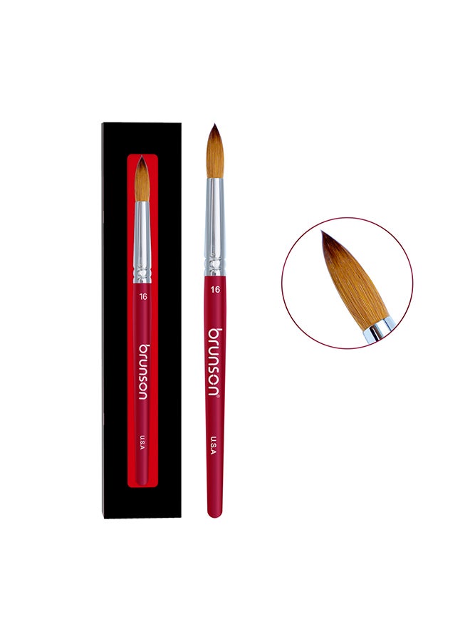 brunson Acrylic Nail Brush 1pc Pure Sable Hair Professional Nail Art Painting Brush for Manicure Pedicure Kolinsky Brush for Acrylic Application Nail Extensions and 3D Nail Carving Size 16 - Image 1