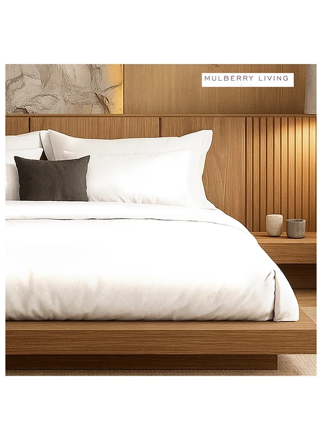 مالبيري ليفينج طقم ملاءات سرير ساتان حريري بلون التوت -  خيط - مقاس كوين - ملاءة واحدة  سم وغطائي وسادة  سم - أبيض