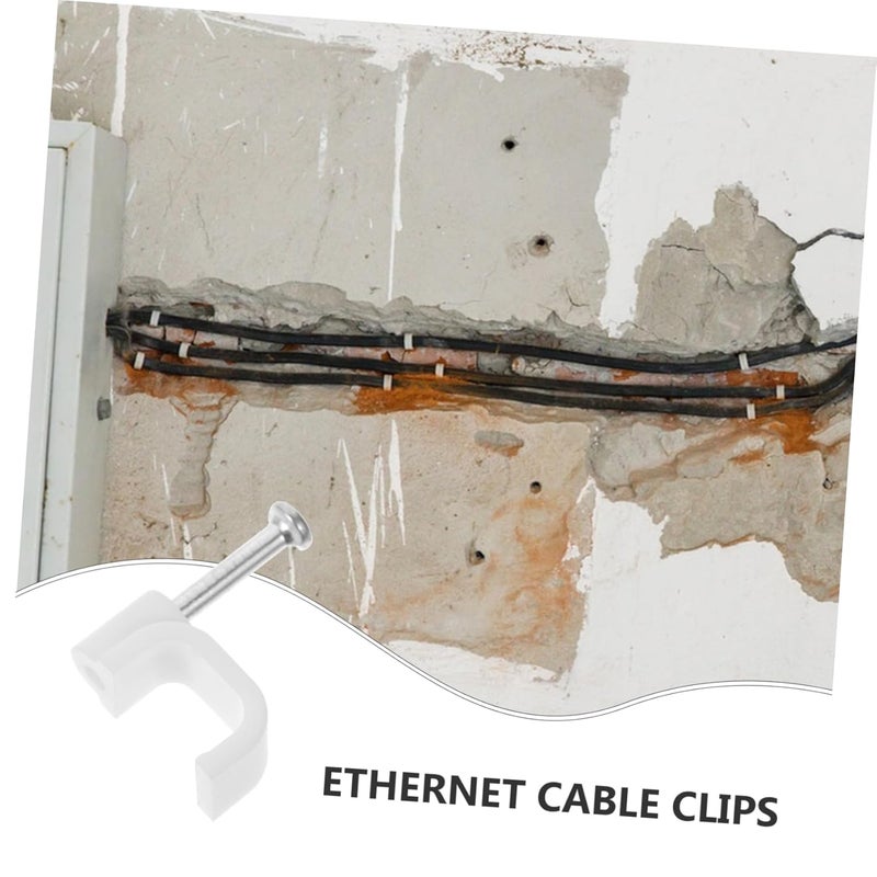Tehaux 300pcs Cable Clips 1 6X1 3X0 8CM For Ethernet Speaker Wire Wall Easy Installation Cord Management - Image 4