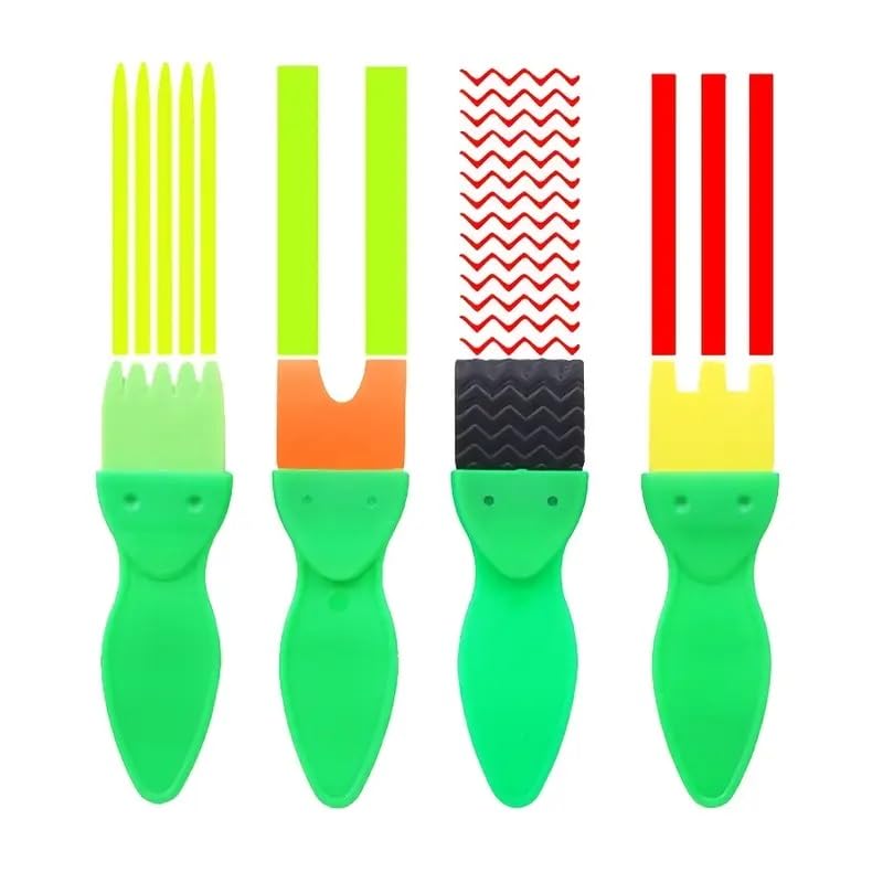 Jasol Sponge Paint Brushes, 4 Pack Textured Foam Brushes, Washable Painting Brushes for Toddlers Kids Early Learning Toys Foam Sponge Arts Crafts - Image 4
