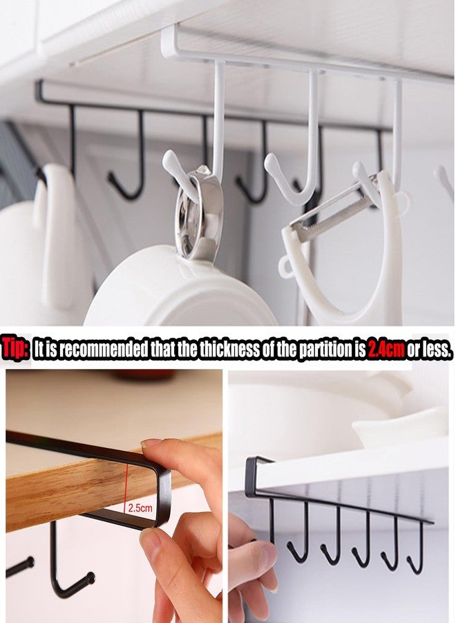 xlehoely 6PCS Mug Hooks Under Cabinet,Mug Holder Under Shelf,Coffee Cups Holder Hanger with 6 Hooks for Kitchen Utensils,Fit for 0.95 inch Thickness or Less,Drilling Free (Black) - Image 5
