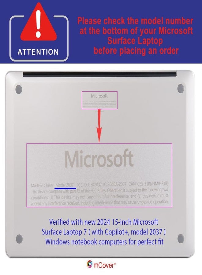 mCover Case ONLY Compatible for 2024+ 15" Microsoft Surface Laptop 7 (Model# 2037) Windows PC with ARM CPU and AI-Powered Copilot+ (NOT Fitting Other Surface Models) - Clear - Image 3