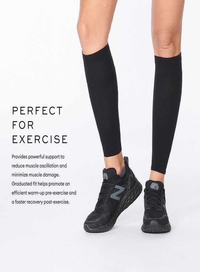 2XU X Compression Calf Sleeves for Lower Leg Support and Recovery, Black/Black, Large - Image 2