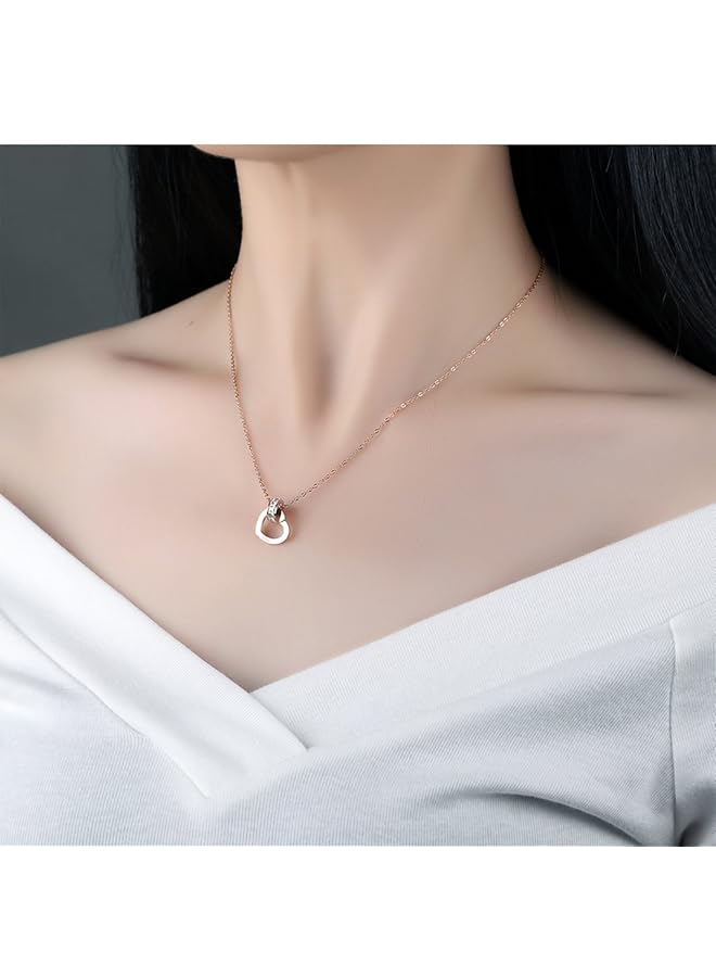 تشيميز أصفر قلادة على شكل قلب على الطراز الغربي من الفولاذ المقاوم للصدأ باللون الذهبي الوردي لا تتلاشى أبدًا للنساء والفتيات - Image 3