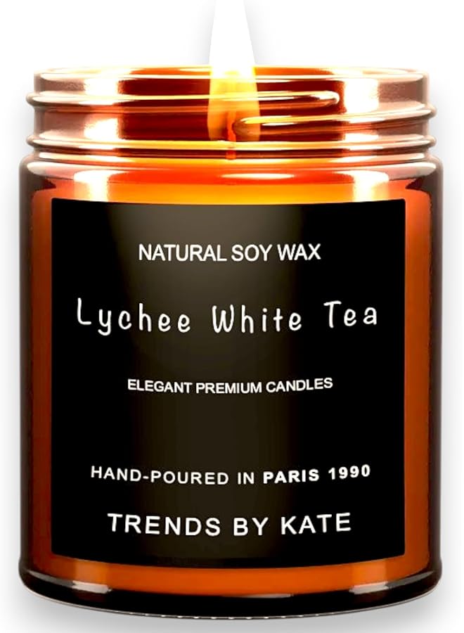 Green Tiger Lychee White Tea Candle, Vegan Aromatherapy - Highly Scented 9Oz Soy Wax in Elegant Brown Jar, 25 Hrs Slow Smokeless Burn Time, Cruelty Free - Image 1