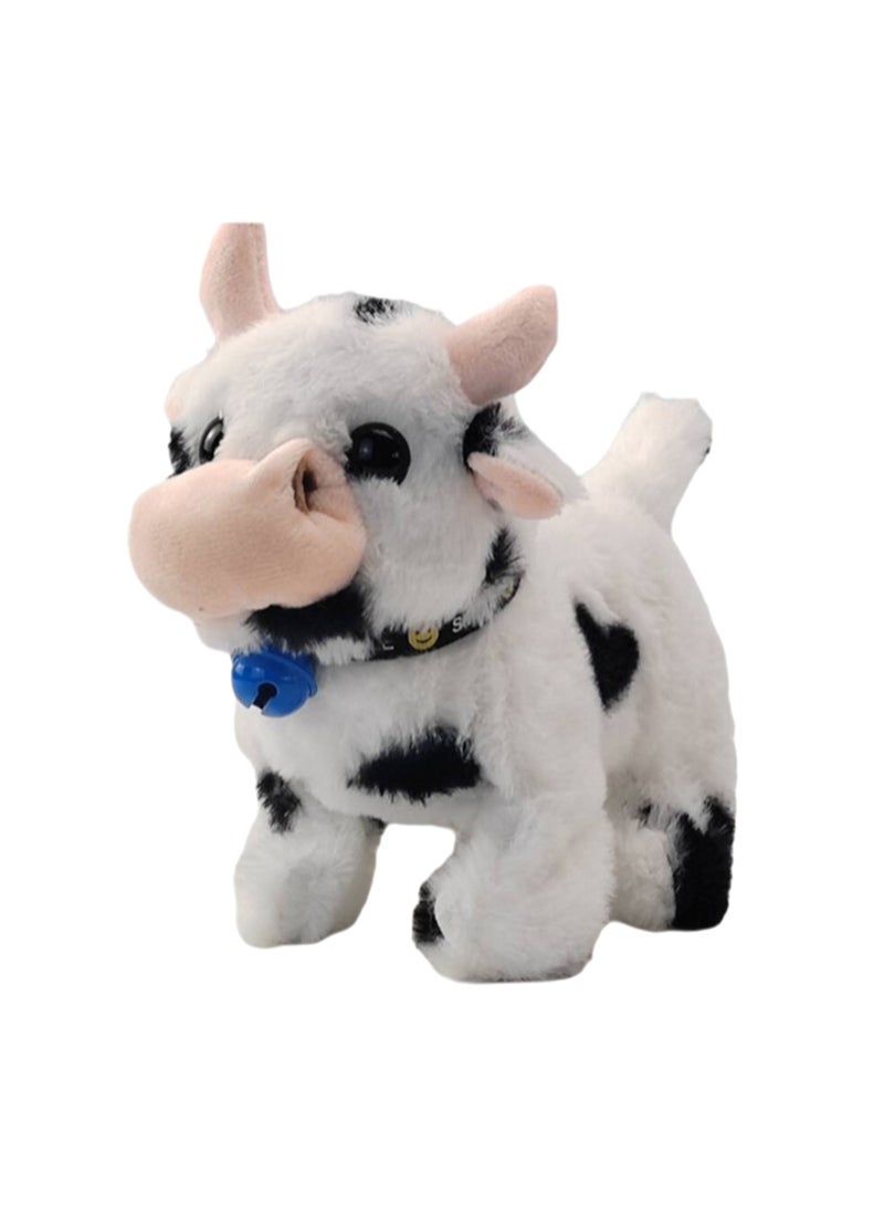 The Black Bell Cow Electronic Plush Toy Machine Simulates The Sound Of Calling, Can Walk And Wag Its Tail, The Plush Interactive Toy Is Suitable For Children And Babies - Image 1