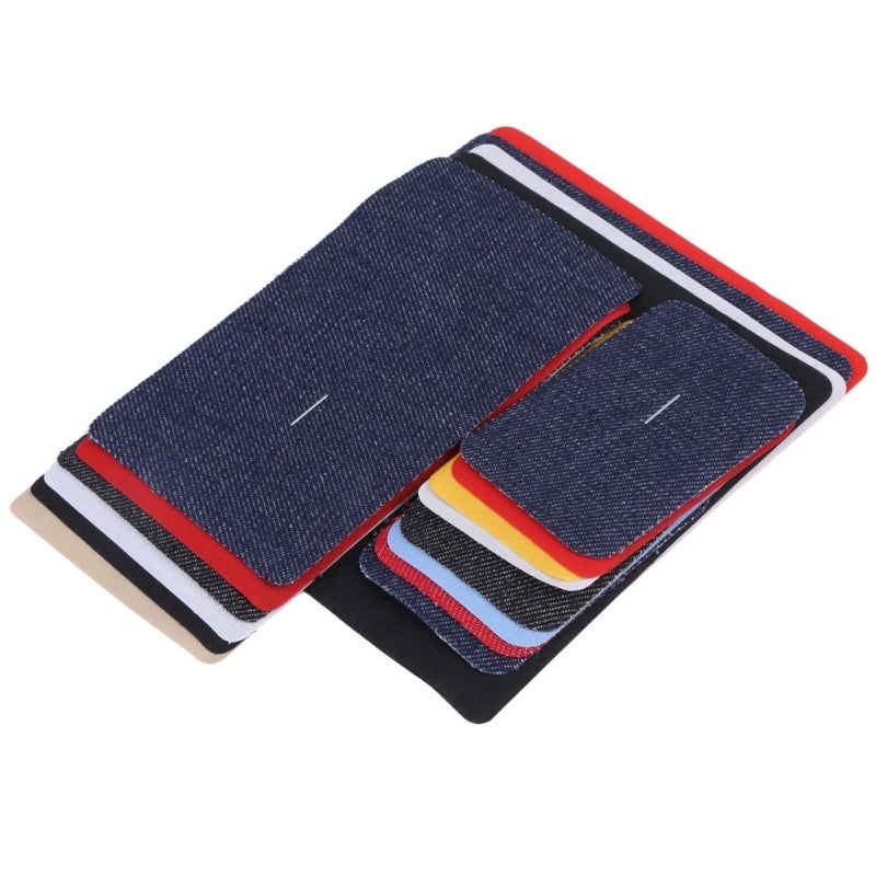Iron On Patches 18-Piece Cotton Denim Set - 3 Sizes 5 Colors Reinforcement & Decorative Repair Patches for Clothing Jeans Bags DIY Craft Projects - Image 3