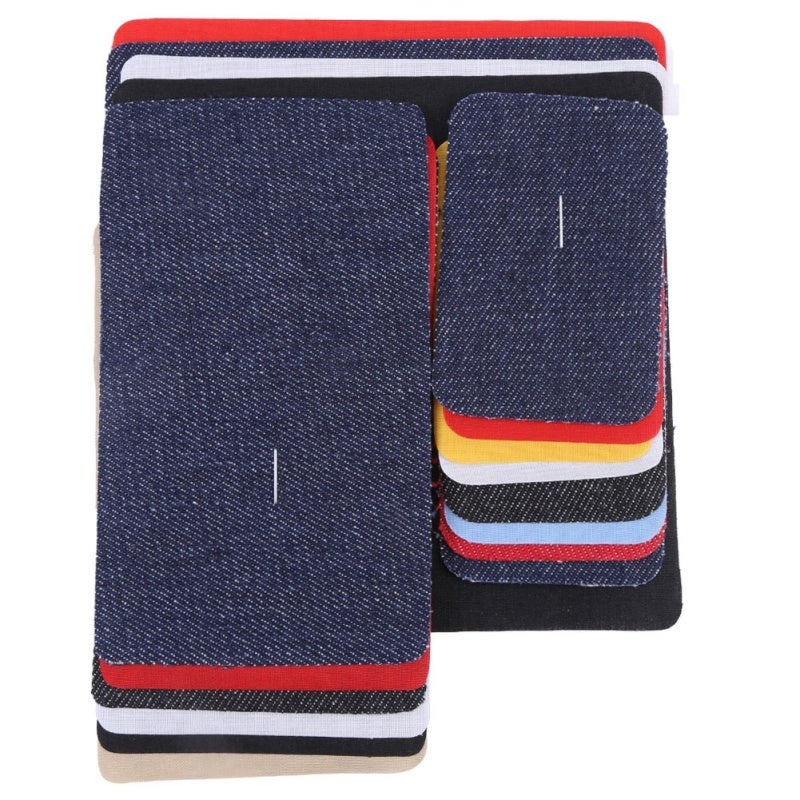 Iron On Patches 18-Piece Cotton Denim Set - 3 Sizes 5 Colors Reinforcement & Decorative Repair Patches for Clothing Jeans Bags DIY Craft Projects - Image 2