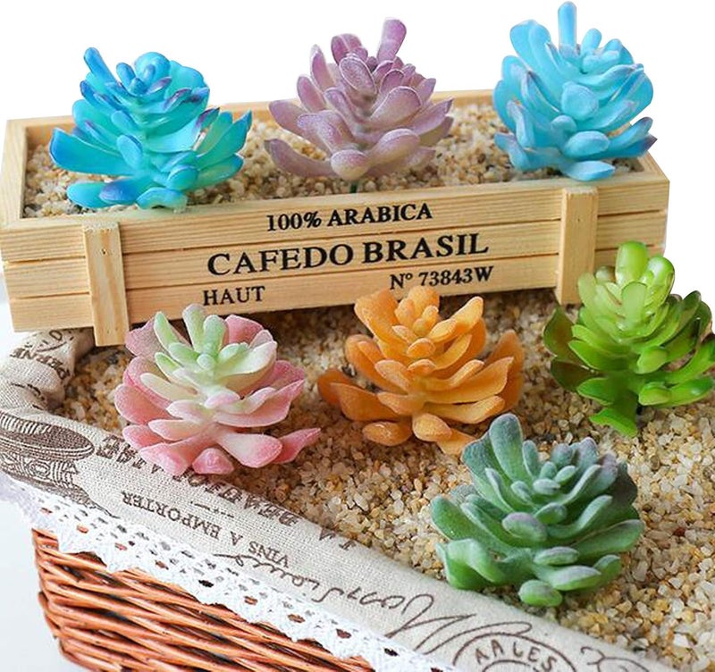 Cayway 20 PCS Artificial Succulent Plants Assorted Multicolor Faux Fake Succulents, Cactus Aloe Succulent Assortment in Flocked in Different Type for Birthday Home Decor Indoor Garden DIY - Image 5