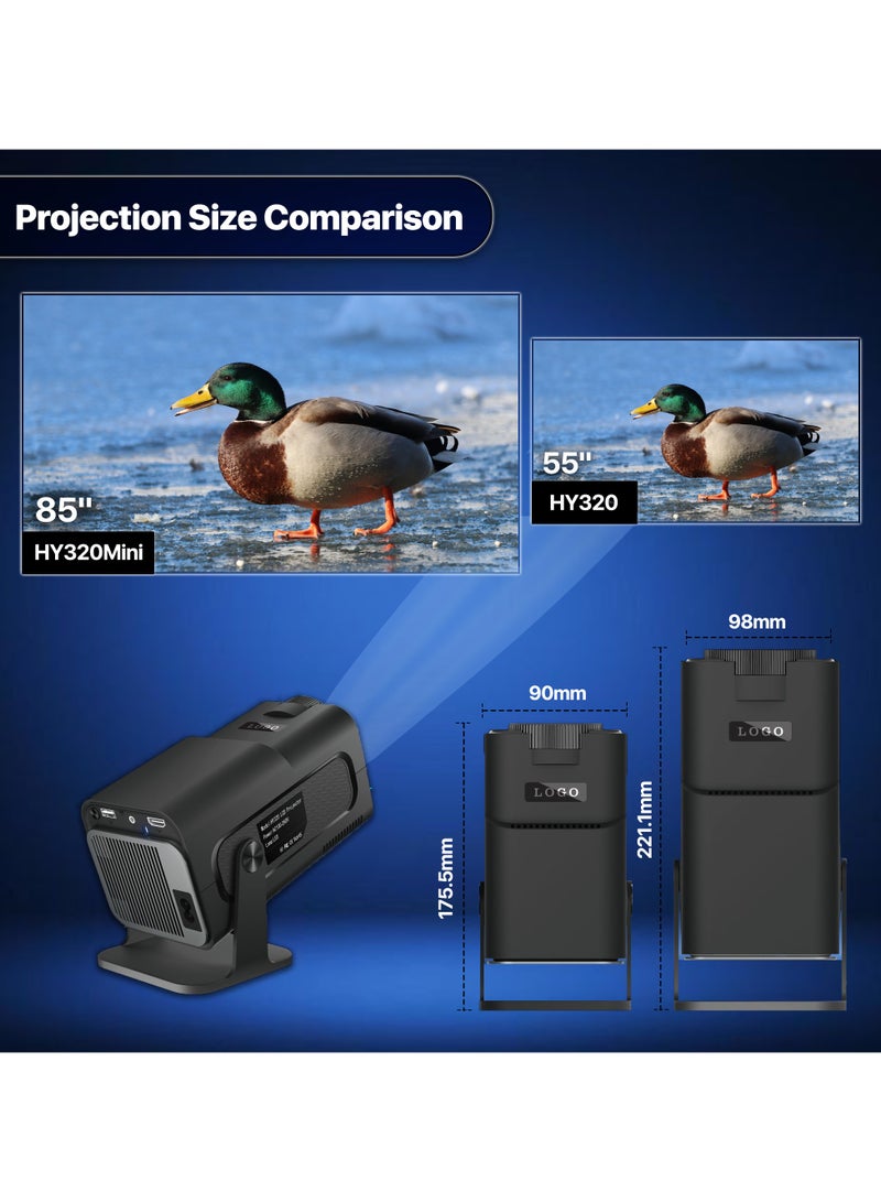 أيه بي جي HY320 4K بروجكتور صغير بنظام Android 11 بدقة Native 1080P و 390 ANSI، يدعم WiFi 6 مزدوج و BT 5.0، شاشة 1920*1080P، سينما محمولة مطورة من طراز HY300 مميزات المنتج - Image 4