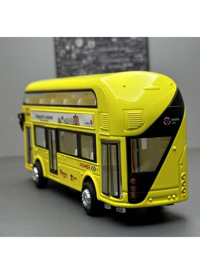 Tianying Alloy Car Model 1:36 Double-layer Bus Sound Light Pull Back Toy Bus Music Model Decoration-Color:6008B Red Window Box