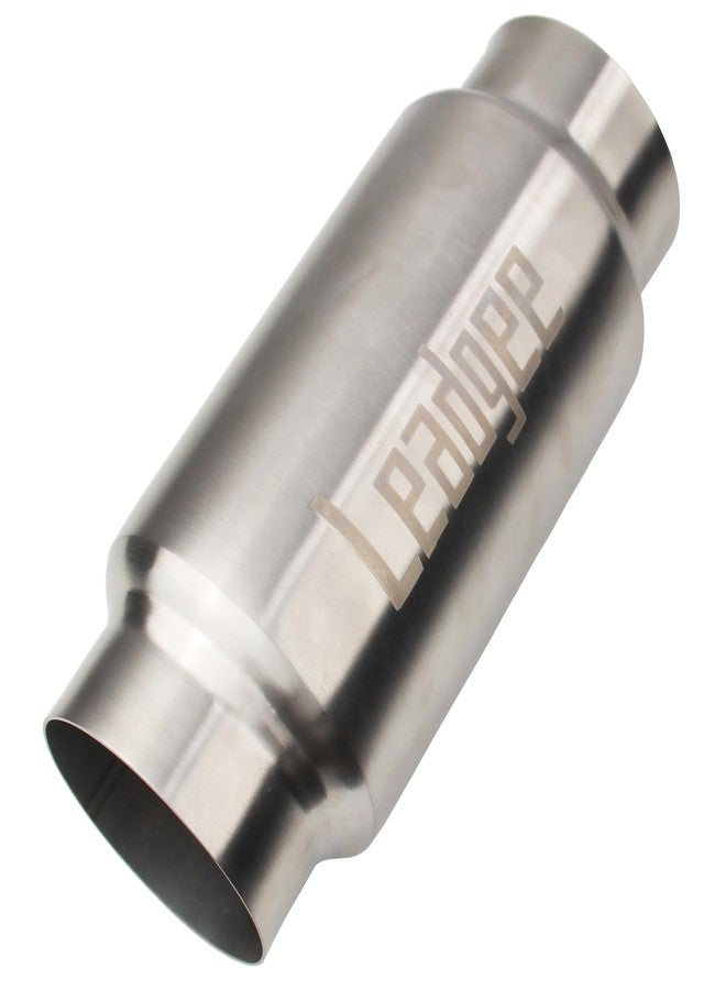 Leadgee 3" Inlet & Outlet Exhaust Resonator, 9" Overall Length Center Straight Through Stainless Steel Muffler,Polished - Image 1
