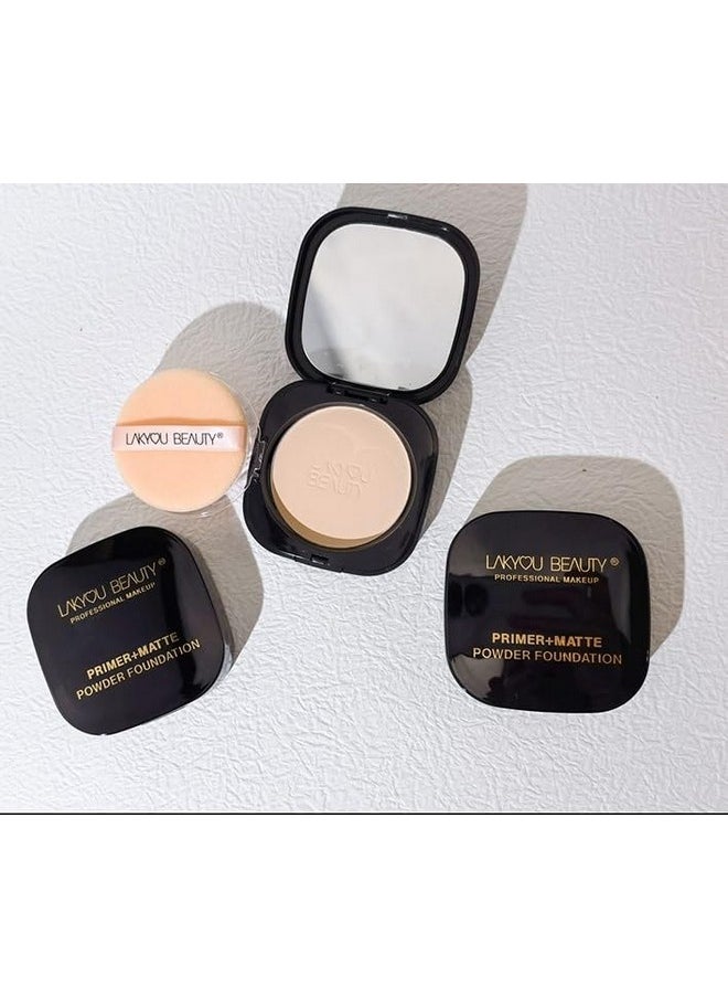 LAKYOU BEAUTY Primer + Matte Compact Powder Foundation 15G, Shade-03(Natural Beige) | All-In-One Primer & Foundation | Lightweight Matte Finish | Long-Lasting | Oil-Control  - Image 4