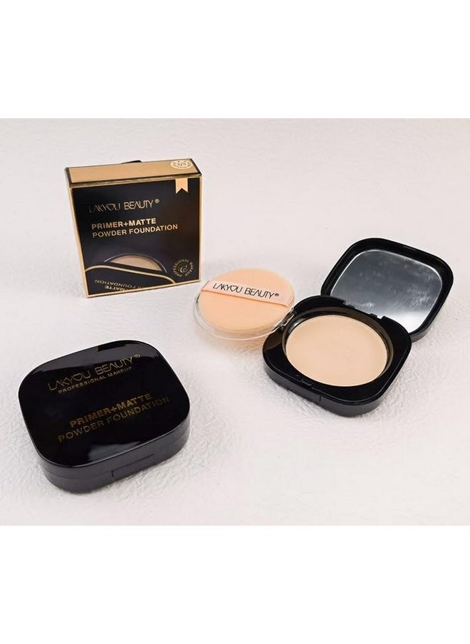 LAKYOU BEAUTY Primer + Matte Compact Powder Foundation 15G, Shade-03(Natural Beige) | All-In-One Primer & Foundation | Lightweight Matte Finish | Long-Lasting | Oil-Control  - Image 2