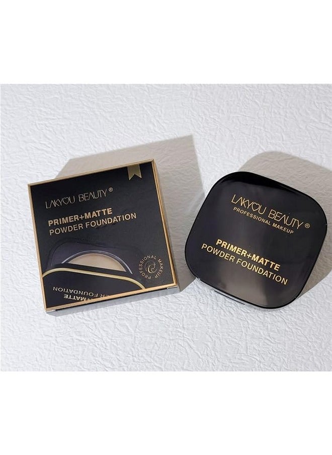 LAKYOU BEAUTY Primer + Matte Compact Powder Foundation 15G, Shade-03(Natural Beige) | All-In-One Primer & Foundation | Lightweight Matte Finish | Long-Lasting | Oil-Control  - Image 3