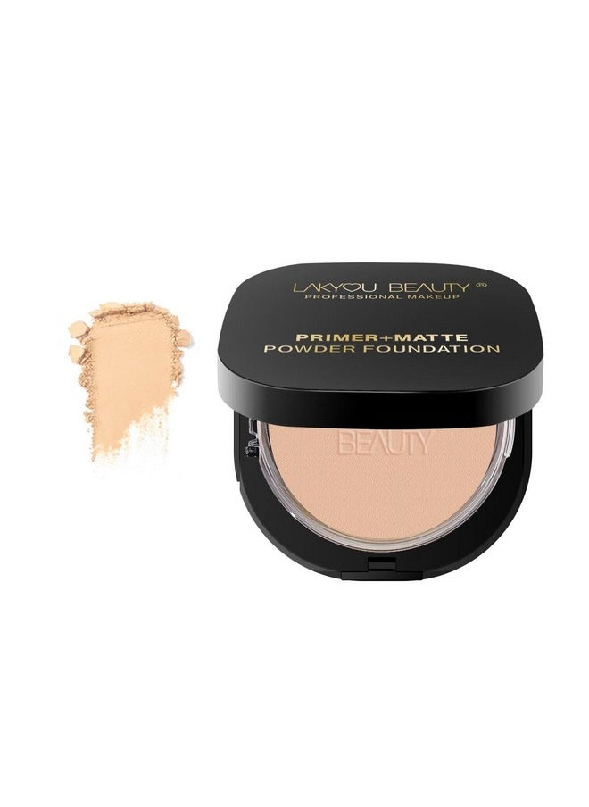 LAKYOU BEAUTY Primer + Matte Compact Powder Foundation 15G, Shade-03(Natural Beige) | All-In-One Primer & Foundation | Lightweight Matte Finish | Long-Lasting | Oil-Control  - Image 1