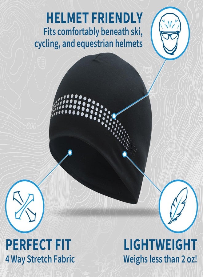 TrailHeads Ponytail Hat - Adrenaline Series | Women’s Running Beanie with Reflective Accents | Black Skull Cap - Black/Reflective - Image 3