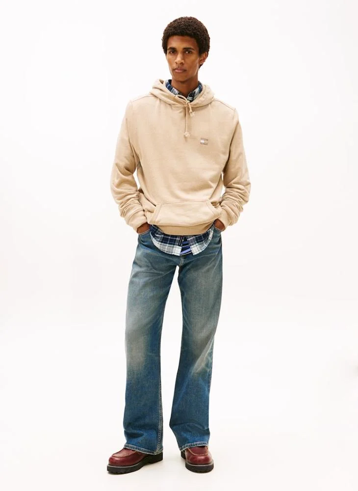 Tommy Jeans beige Tonal Tommy Badge Terry Hoody for Men | Best Price UAE