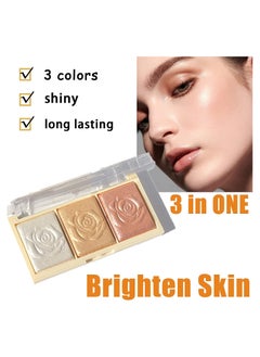 KASTWAVE 3 Colors Highlighter Eyeshadow Palette, Long Lasting Highlighter Makeup, Creamy Pigmented Eyeshadow Powder to Define Natural Eye Look  - Image 4