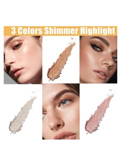 KASTWAVE 3 Colors Highlighter Eyeshadow Palette, Long Lasting Highlighter Makeup, Creamy Pigmented Eyeshadow Powder to Define Natural Eye Look  - Image 2