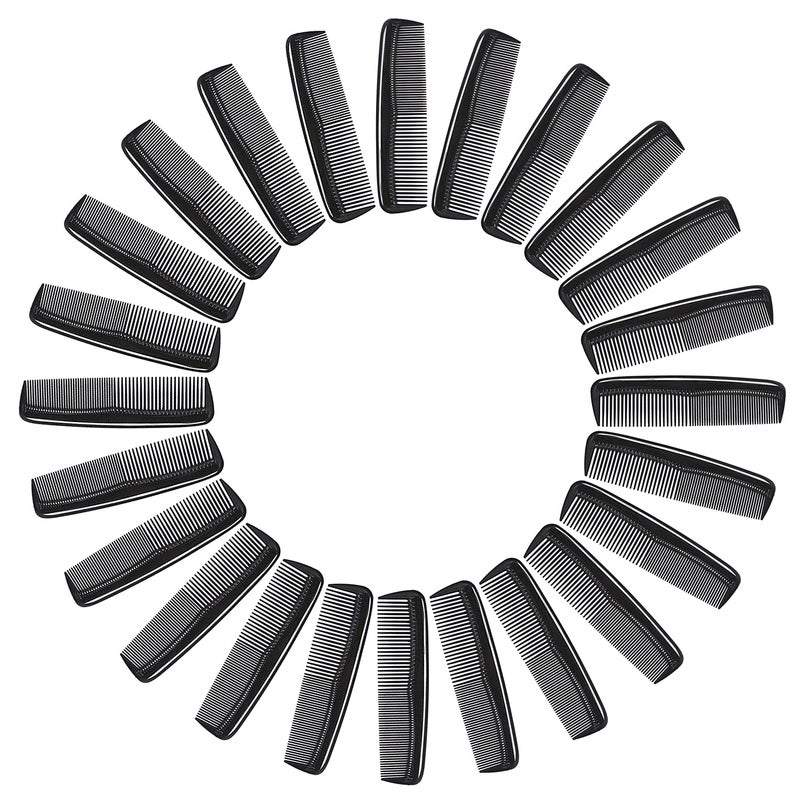 Etercycle 24 Pieces Pocket Hair Combs 5 inch Unbreakable Black Comb Great for Travel Used on All Hair Types  Mens Hair Womens Hair Beard Mustache and Sideburns
