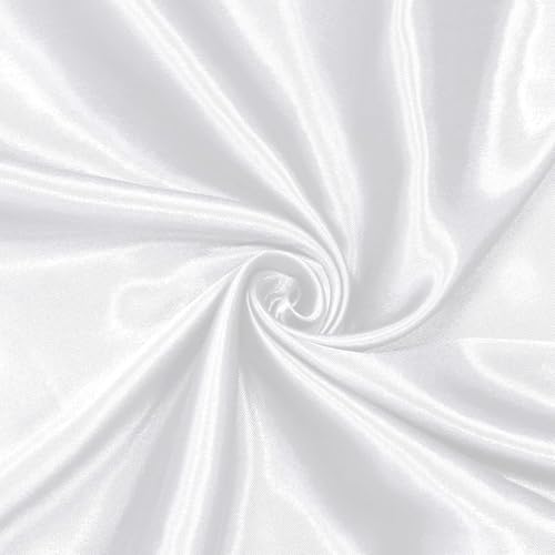 Filloxy Plain Silky Shine Satin Fabric Material for Fashion Design Stitching Multiple Use Includes Dress, Pillow Cover, Designer Cloths, Home Decor Material - 44" Hight (White, 5 Meter) - Image 1
