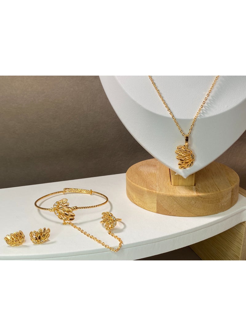 4-piece 22K gold-plated Arabic bridal wedding jewelry set - Image 2